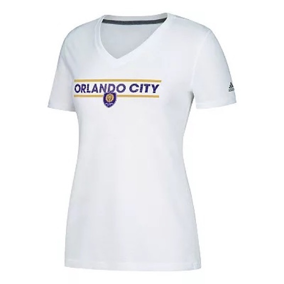 Adidas Orlando City SC New White Dassler Pattern V-Neck T-Shirt - M - Picture 4 of 4